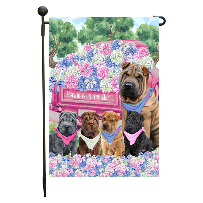 Shar Pei Dogs Garden Flag: Explore a Variety of Personalized Designs, Double-Sided, Weather Resistant, Custom, Outdoor Garden Yard Decor for Dog and Pet Lovers
