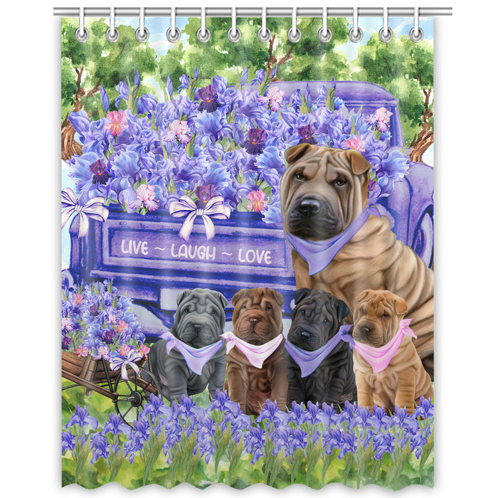Shar Pei Shower Curtain, Custom Bathtub Curtains with Hooks for Bathroom, Explore a Variety of Designs, Personalized, Gift for Pet and Dog Lovers