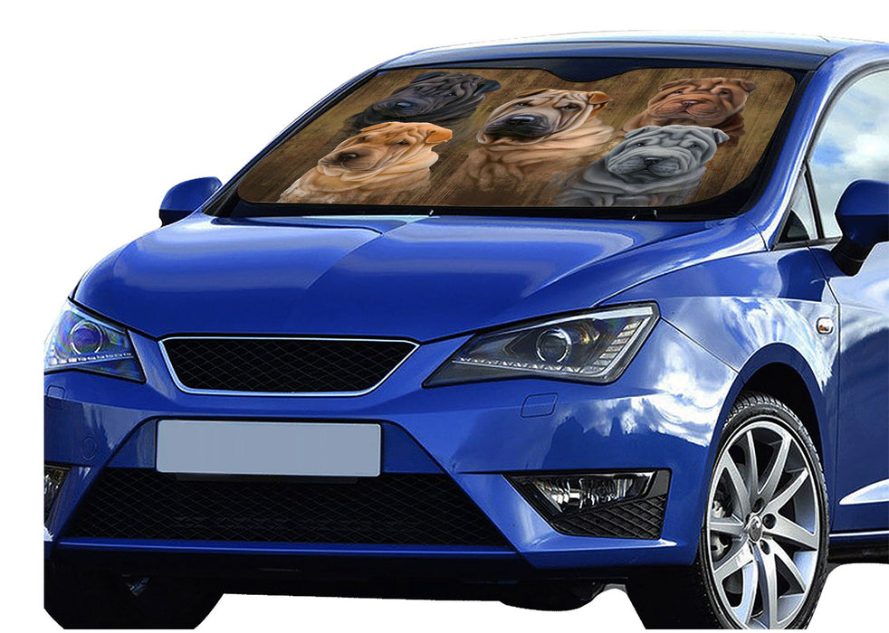 Rustic Shar-Pei Dogs Car Sun Shade