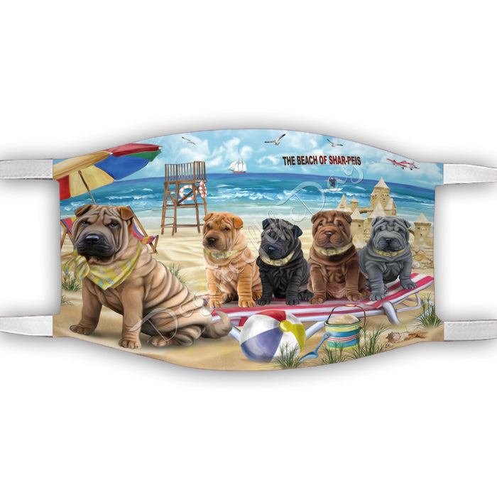 Pet Friendly Beach Shar Pei Dogs Face Mask FM49137