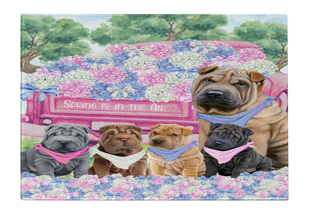 Shar Pei Cutting Board, Explore a Variety of Designs, Kitchen Tempered Glass Scratch and Stain Resistant, Personalized, Custom, Pet and Dog Lovers Gift