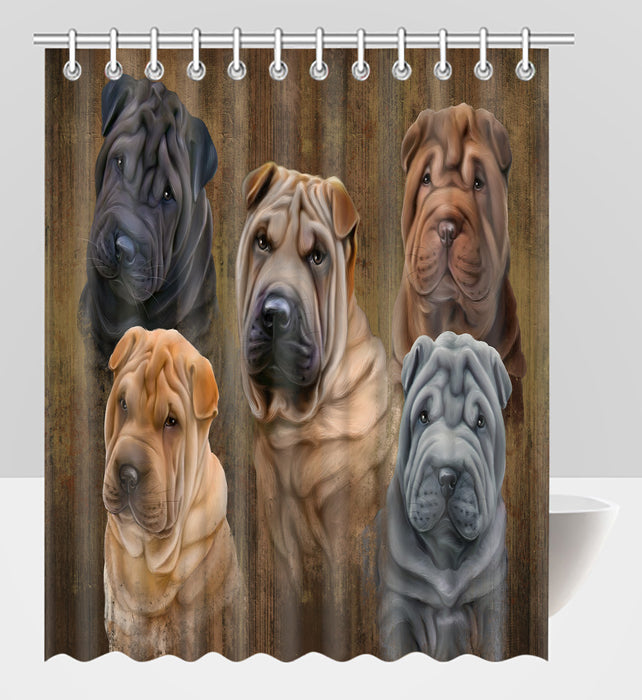 Rustic Shar-Pei Dogs Shower Curtain