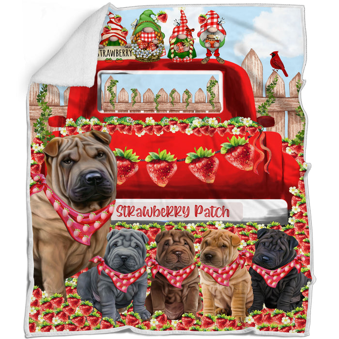 Shar Pei Blanket: Explore a Variety of Custom Designs, Bed Cozy Woven, Fleece and Sherpa, Personalized Dog Gift for Pet Lovers