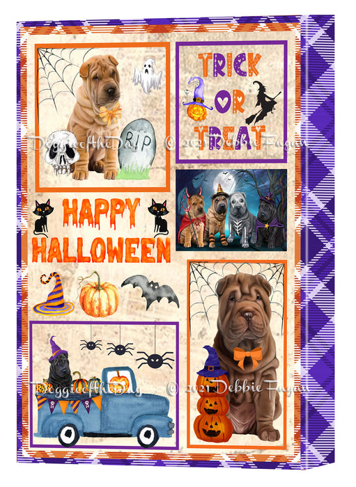 Happy Halloween Trick or Treat Shar Pei Dogs Canvas Wall Art Decor - Premium Quality Canvas Wall Art for Living Room Bedroom Home Office Decor Ready to Hang CVS150839