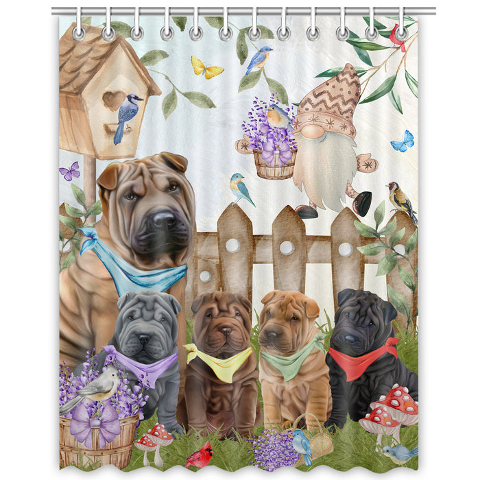 Shar Pei Shower Curtain: Explore a Variety of Designs, Halloween Bathtub Curtains for Bathroom with Hooks, Personalized, Custom, Gift for Pet and Dog Lovers