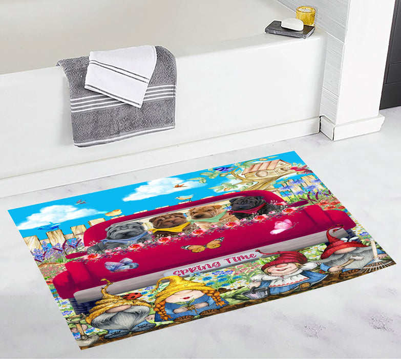 Shar Pei Anti-Slip Bath Mat, Explore a Variety of Designs, Soft and Absorbent Bathroom Rug Mats, Personalized, Custom, Dog and Pet Lovers Gift