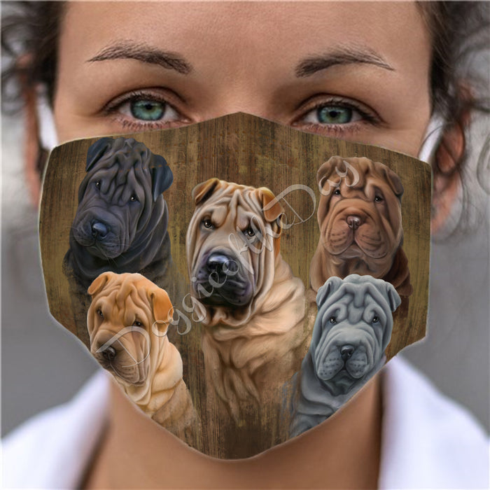 Rustic Shar Pei Dogs Face Mask FM50087