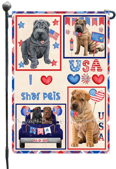 4th of July Independence Day I Love USA Shar Pei Dogs Garden Flag GFLG66937