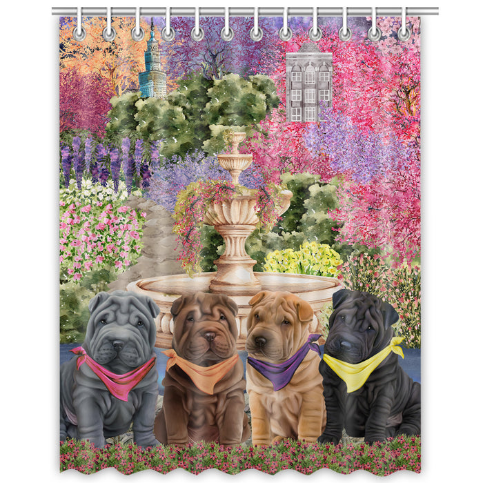 Shar Pei Shower Curtain: Explore a Variety of Designs, Halloween Bathtub Curtains for Bathroom with Hooks, Personalized, Custom, Gift for Pet and Dog Lovers