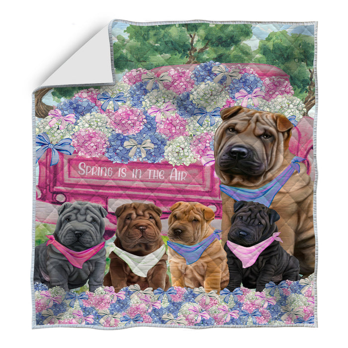 Shar Pei Bedspread Quilt, Bedding Coverlet Quilted, Explore a Variety of Designs, Personalized, Custom, Dog Gift for Pet Lovers