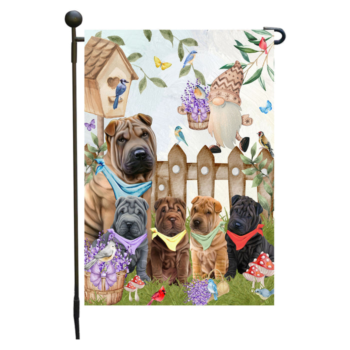 Shar Pei Dogs Garden Flag: Explore a Variety of Designs, Custom, Personalized, Weather Resistant, Double-Sided, Outdoor Garden Yard Decor for Dog and Pet Lovers