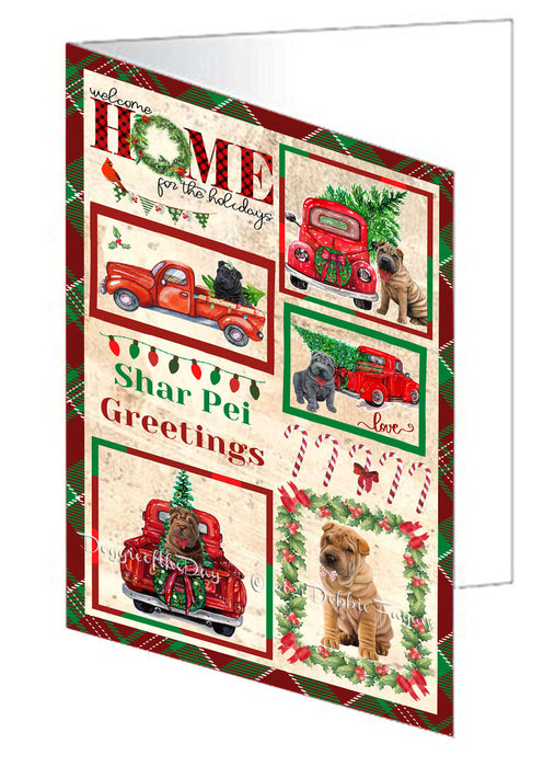 Welcome Home for Christmas Holidays Shar Pei Dogs Handmade Artwork Assorted Pets Greeting Cards and Note Cards with Envelopes for All Occasions and Holiday Seasons GCD76283