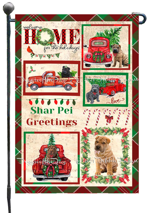 Welcome Home for Christmas Holidays Shar Pei Dogs Garden Flag GFLG67044