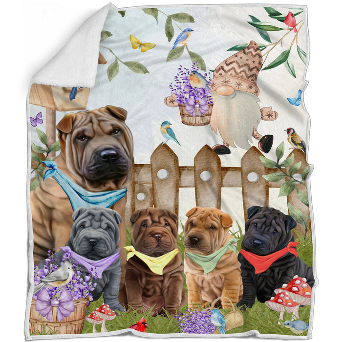 Shar Pei Bed Blanket, Explore a Variety of Designs, Custom, Soft and Cozy, Personalized, Throw Woven, Fleece and Sherpa, Gift for Pet and Dog Lovers