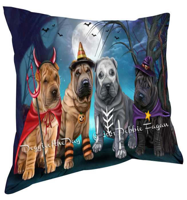 Happy Halloween Trick or Treat Shar Pei Dogs Pillow with Top Quality High-Resolution Images - Ultra Soft Pet Pillows for Sleeping - Reversible & Comfort - Ideal Gift for Dog Lover - Cushion for Sofa Couch Bed - 100% Polyester, PILA88576