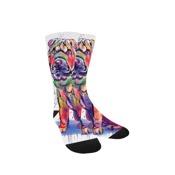 Watercolor Shar Pei Dog Women's Casual Socks