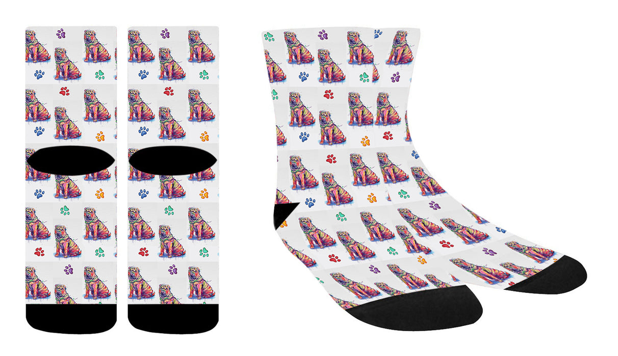 Watercolor Shar Pei Dogs Women's Socks