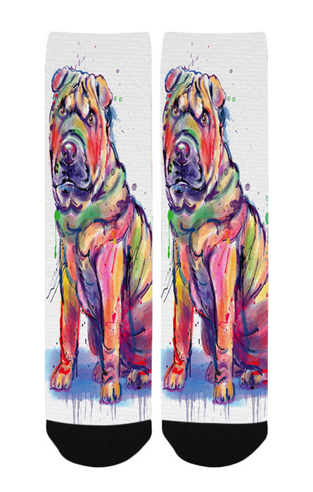 Watercolor Shar Pei Dog Women's Casual Socks