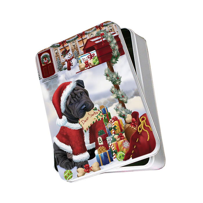 shar Pei Dog Dear Santa Letter Christmas Holiday Mailbox Photo Storage Tin PITN53867