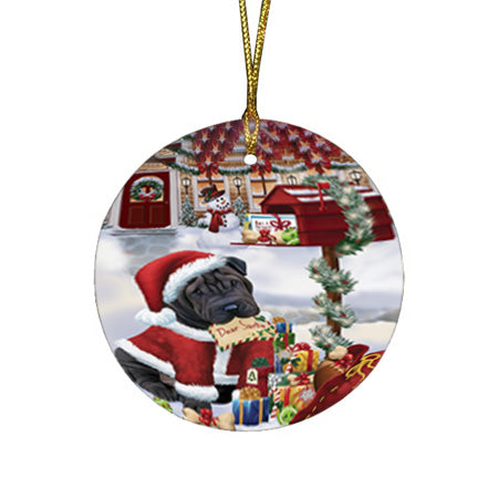 shar Pei Dog Dear Santa Letter Christmas Holiday Mailbox Round Flat Christmas Ornament RFPOR53915