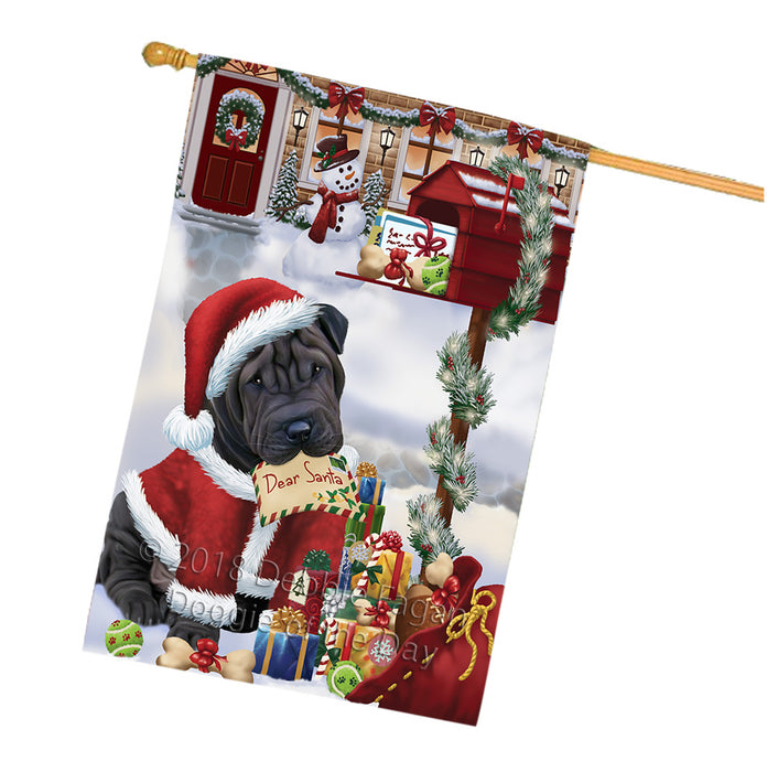 shar Pei Dog Dear Santa Letter Christmas Holiday Mailbox House Flag FLG54122