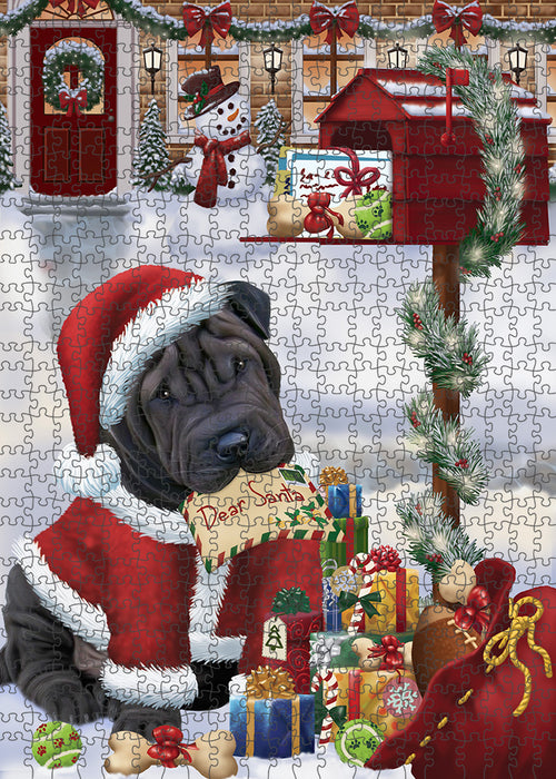 shar Pei Dog Dear Santa Letter Christmas Holiday Mailbox Puzzle with Photo Tin PUZL82852