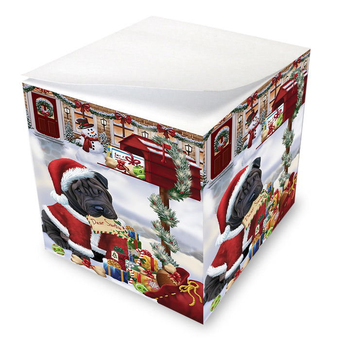shar Pei Dog Dear Santa Letter Christmas Holiday Mailbox Note Cube NOC55570