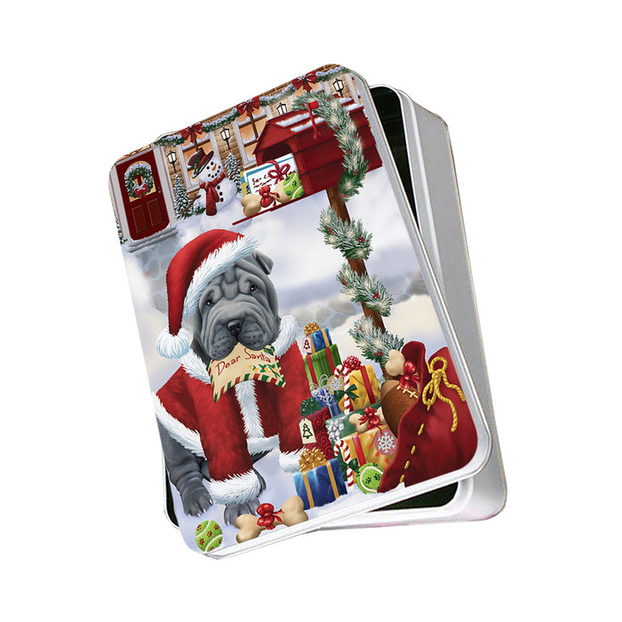 shar Pei Dog Dear Santa Letter Christmas Holiday Mailbox Photo Storage Tin PITN53868