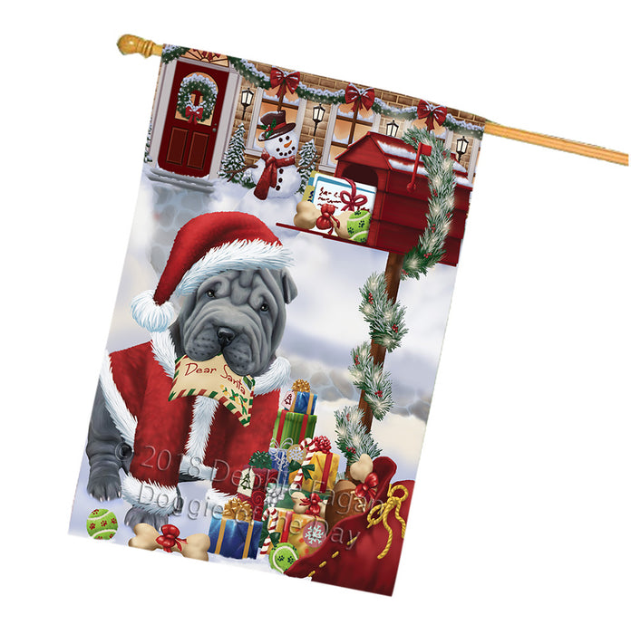 shar Pei Dog Dear Santa Letter Christmas Holiday Mailbox House Flag FLG54123