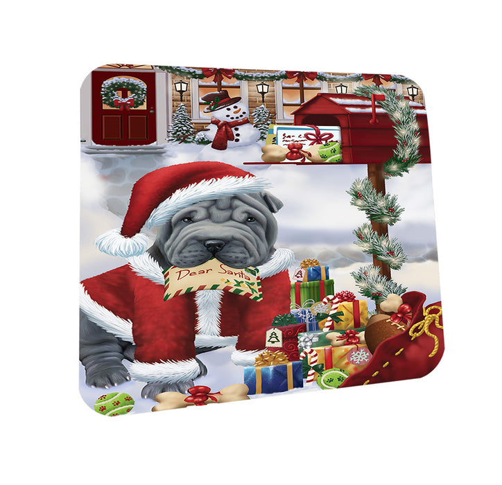 shar Pei Dog Dear Santa Letter Christmas Holiday Mailbox Coasters Set of 4 CST53883