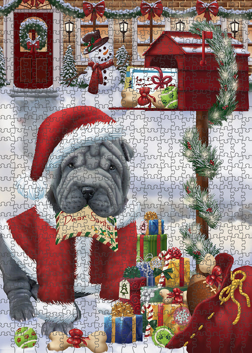 shar Pei Dog Dear Santa Letter Christmas Holiday Mailbox Puzzle with Photo Tin PUZL82856