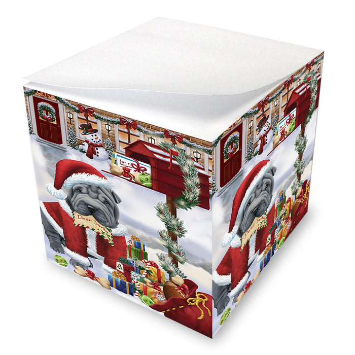 shar Pei Dog Dear Santa Letter Christmas Holiday Mailbox Note Cube NOC55571