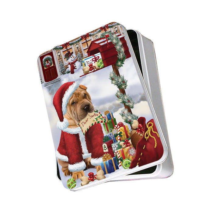 shar Pei Dog Dear Santa Letter Christmas Holiday Mailbox Photo Storage Tin PITN53869