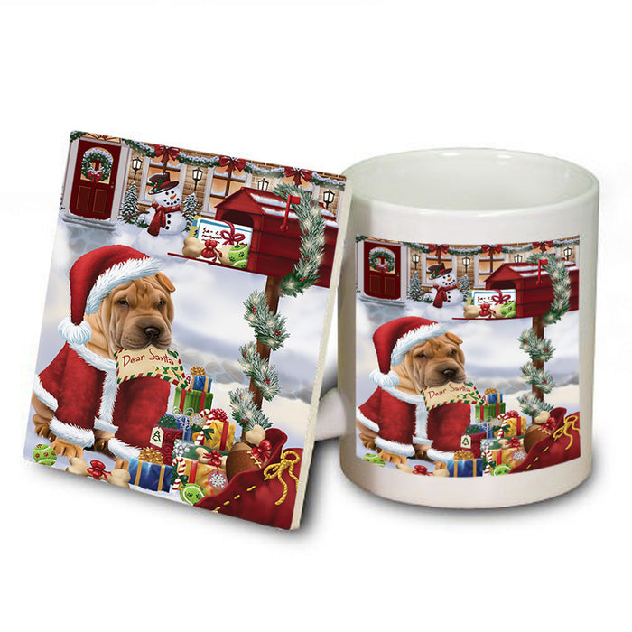 shar Pei Dog Dear Santa Letter Christmas Holiday Mailbox Mug and Coaster Set MUC53918