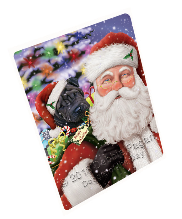 Santa Carrying Shar Pei Dog and Christmas Presents Large Refrigerator / Dishwasher Magnet RMAG84966