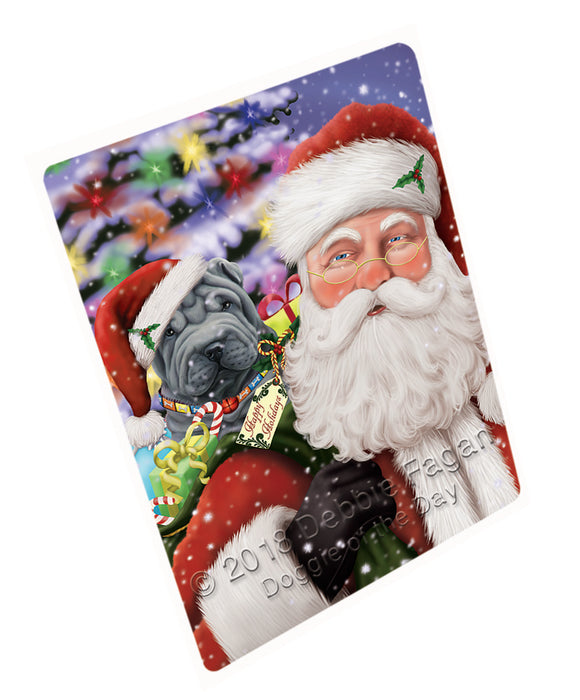 Santa Carrying Shar Pei Dog and Christmas Presents Large Refrigerator / Dishwasher Magnet RMAG84972