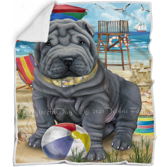 Pet Friendly Beach Shar Pei Dog Blanket BLNKT53292