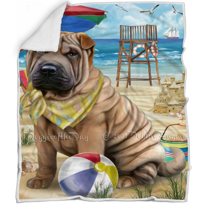 Pet Friendly Beach Shar Pei Dog Blanket BLNKT53301