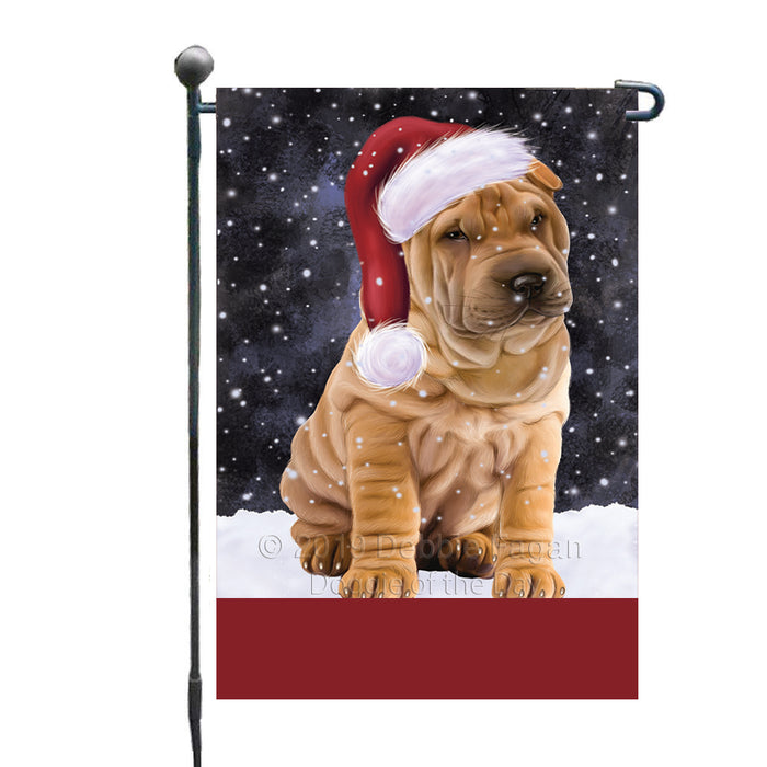 Personalized Let It Snow Happy Holidays Shar Pei Dog Custom Garden Flags GFLG-DOTD-A62438