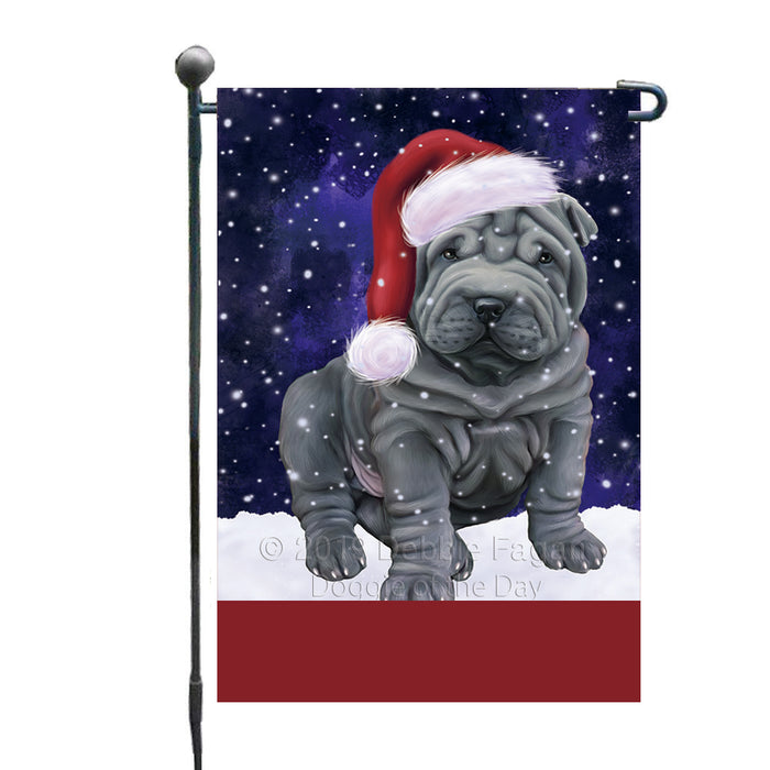 Personalized Let It Snow Happy Holidays Shar Pei Dog Custom Garden Flags GFLG-DOTD-A62439