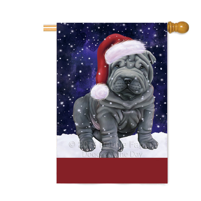 Personalized Let It Snow Happy Holidays Shar Pei Dog Custom House Flag FLG-DOTD-A62495