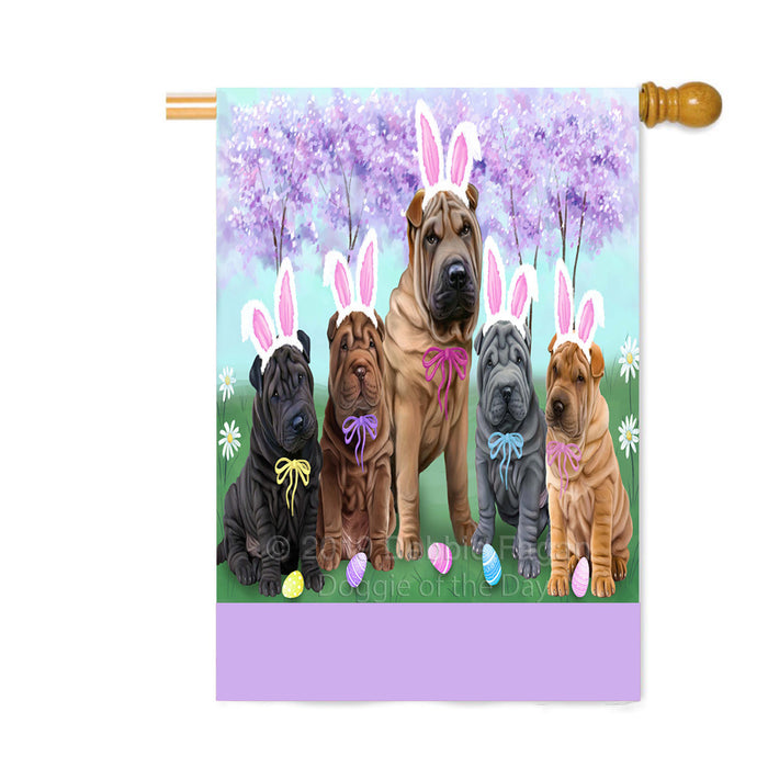 Personalized Easter Holiday Shar Pei Dogs Custom House Flag FLG-DOTD-A59052