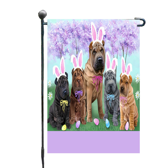 Personalized Easter Holiday Shar Pei Dogs Custom Garden Flags GFLG-DOTD-A58996