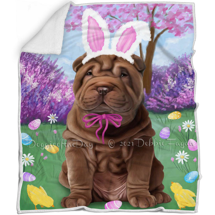Shar Pei Dog Easter Holiday Blanket BLNKT60105