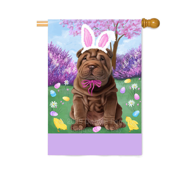 Personalized Easter Holiday Shar Pei Dog Custom House Flag FLG-DOTD-A59053