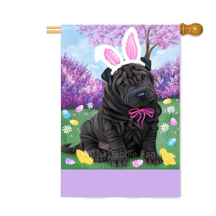 Personalized Easter Holiday Shar Pei Dog Custom House Flag FLG-DOTD-A59056