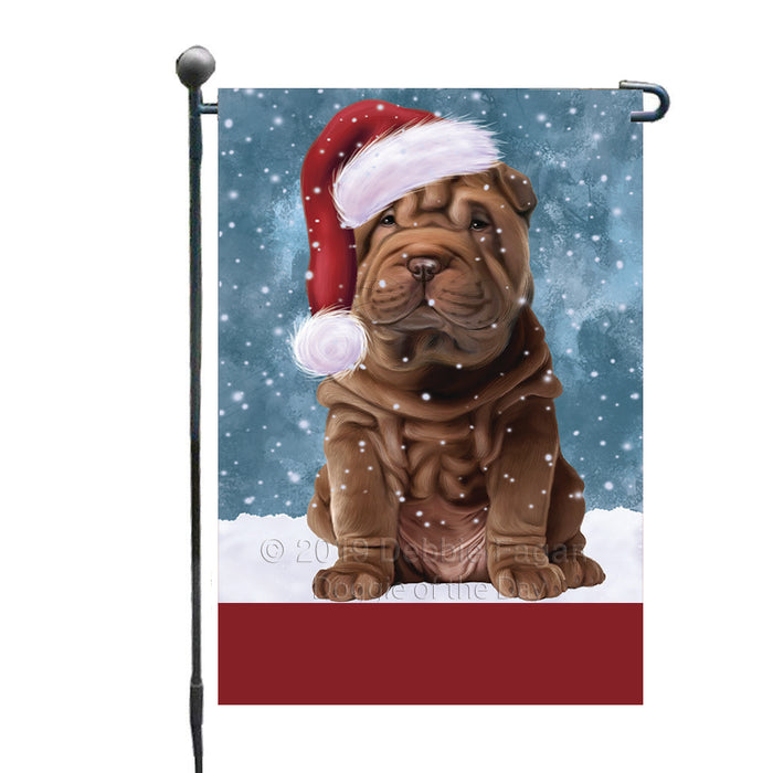 Personalized Let It Snow Happy Holidays Shar Pei Dog Custom Garden Flags GFLG-DOTD-A62440