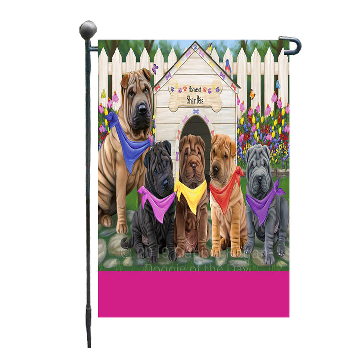 Personalized Spring Dog House Shar Pei Dogs Custom Garden Flags GFLG-DOTD-A62983