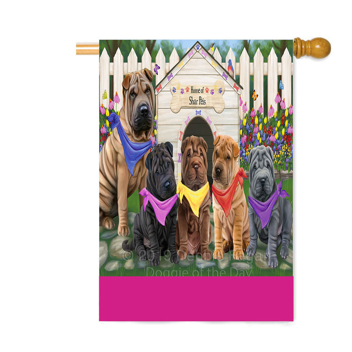Personalized Spring Dog House Shar Pei Dogs Custom House Flag FLG-DOTD-A63039