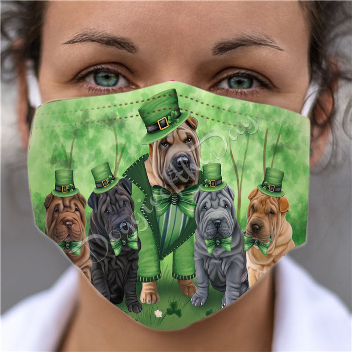 St. Patricks Day Irish Shar Pei Dogs Face Mask FM50185